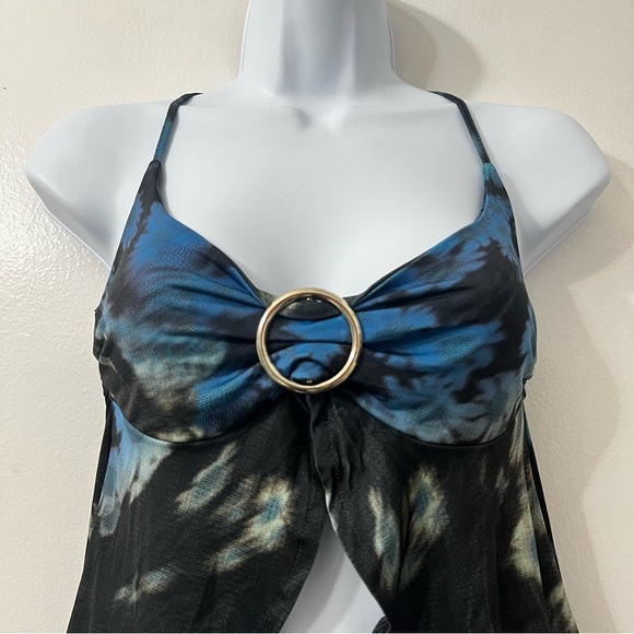 Urban Outfitters M Tie Dye Floral Halter Y2K Babydoll Fairy Grunge Tank Cami Top - Picture 7 of 10